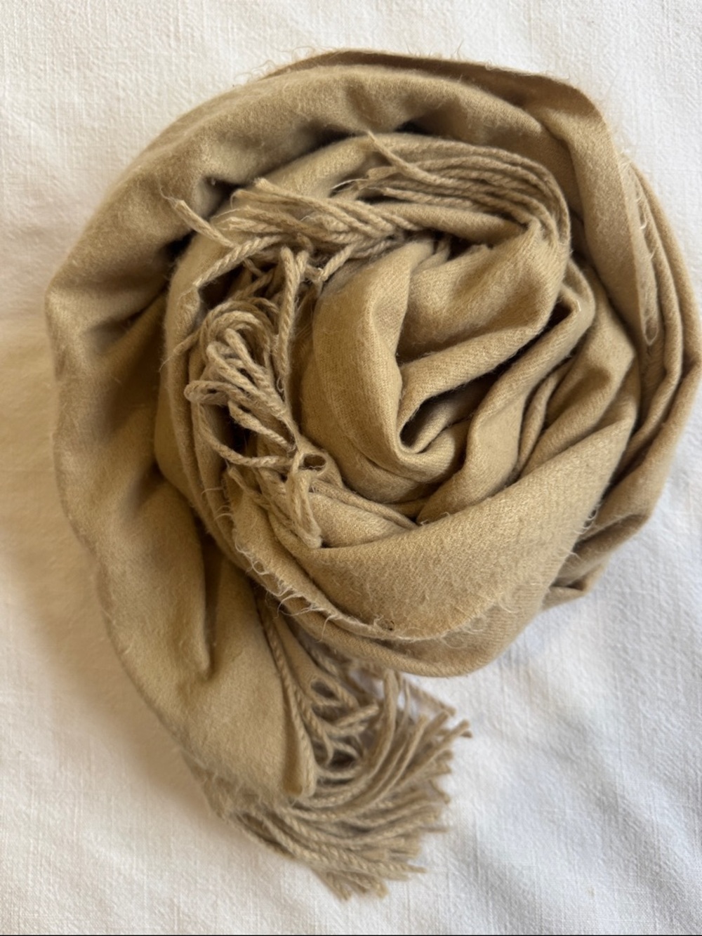 Classic Tan Fringe Scarf Wrap - Versatile Everyday Accessory